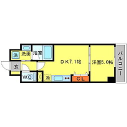 BRAVI南堀江 1DKの間取図画像
