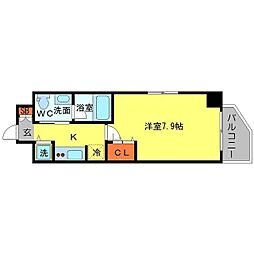 アーデン堺筋本町 1Kの間取図画像