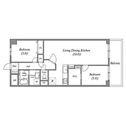 コープ野村梅田A棟 2LDKの間取図画像