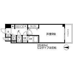 エスリード谷町4丁目 1Kの間取図画像