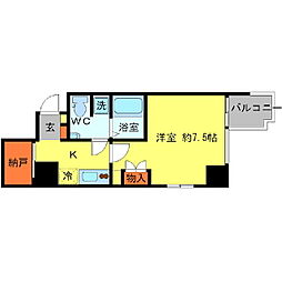 Aden京町堀イースト 1Kの間取図画像