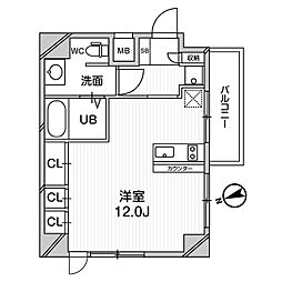 メゾン夕陽ヶ丘 ワンルームの間取図画像