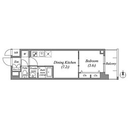 MAXIVCROS江坂 1DKの間取図画像