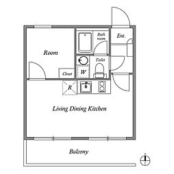 HJPLACE神楽坂 1LDKの間取図画像