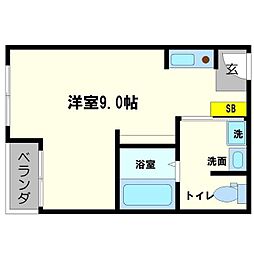 時山クリーンハイツ淡路 ワンルームの間取図画像
