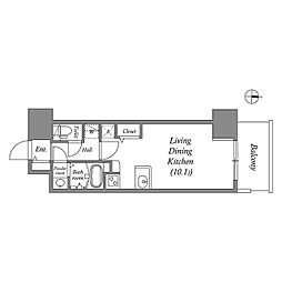MELDIACRESTTAPPNAMBA-WEST ワンルームの間取図画像