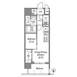 ACP Residence三ノ輪 1LDKの間取図画像