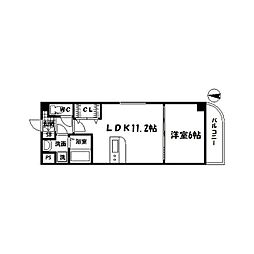 第5アローズ新大阪 1LDKの間取図画像