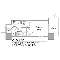 エステムコート大阪ウエスト2 1Kの間取図画像