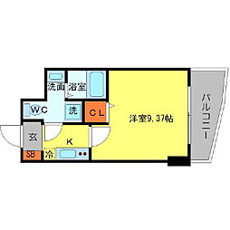 セレニテ日本橋シュッド 1Kの間取図画像