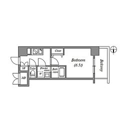 ワールドアイ難波City Gate 1Kの間取図画像
