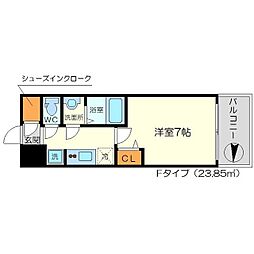 リッツ新大阪 1Kの間取図画像