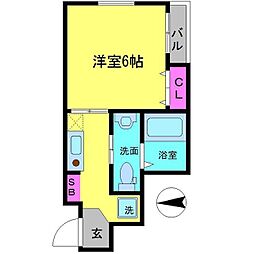ウインズコート清水 1Kの間取図画像