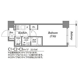 エスリード大阪クレストコート 1Kの間取図画像