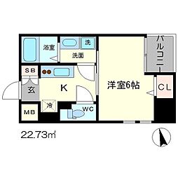 エスリード難波ステーションゲートサウステラス 1Kの間取図画像