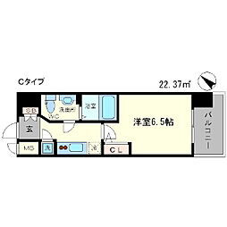 エスリード江戸堀 1Kの間取図画像