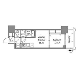 エスリードレジデンス都島DUO 1DKの間取図画像