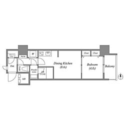 スプランディッド淀屋橋DUE 1DKの間取図画像