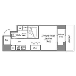 エスタート新宿 1LDKの間取図画像