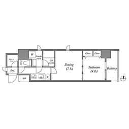 スプランディッド淀屋橋DUE 1DKの間取図画像