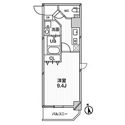 メゾン夕陽ヶ丘 1Kの間取図画像