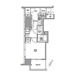 レキシントン・スクエア白金高輪 1Kの間取図画像
