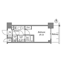 エスリード神戸ラ・コスタ 6階1Kの間取り