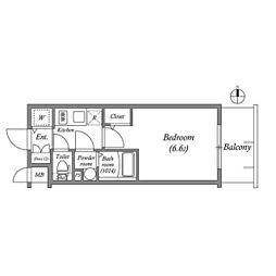 エスリード神戸ラ・コスタ 2階1Kの間取り