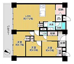 花隈ダイヤハイツ 3LDKの間取図画像
