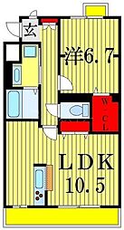 ロイヤルパレス市川 1LDKの間取図画像