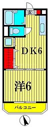 安藤第一ビル里見マンション 1DKの間取図画像