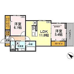 レジデンスヒルトップX XI 2LDKの間取図画像