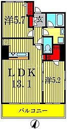 リーフコンフォート新小岩 2LDKの間取図画像