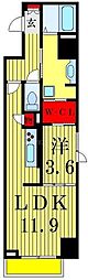 AKRESIDENCE本八幡 1LDKの間取図画像