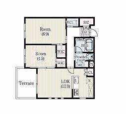TERRACE CLIVIA 市川中央 2LDKの間取図画像