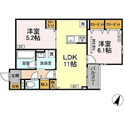 MOCRAFT南小岩 2LDKの間取図画像