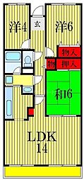 潮ハイツ 3LDKの間取図画像