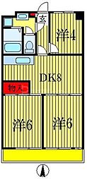 パレ・ドール西船橋 3DKの間取図画像