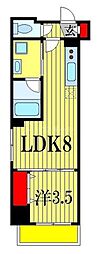 サンカント・オラージュ船橋 1DKの間取図画像