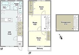 Garden　Terrace　市川国分 2階3LDKの間取り