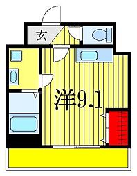 マリアージュ市川 3階ワンルームの間取り