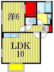 パインII 2階1LDKの間取り