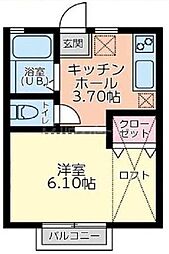 エール本八幡　Ｂ棟 1階1Kの間取り