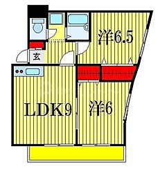 山ビル 3階2LDKの間取り