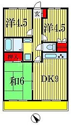 ルーラルタウン壱番館Ｄ棟 1階3DKの間取り