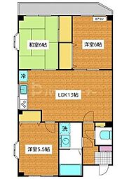 ストーン本八幡 3階3LDKの間取り