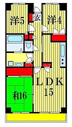リヴェール南八幡 4階3LDKの間取り