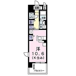 ブライト・ベルウッド 5階ワンルームの間取り