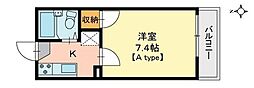 コート伊島 1Kの間取図画像