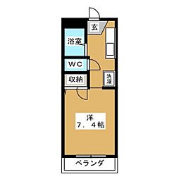 岡山電気軌道東山本線 門田屋敷駅 徒歩30分の賃貸マンション 4階ワンルームの間取り